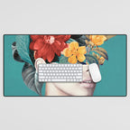 woman with flowers 16 Desk Mat Gallery Image 1