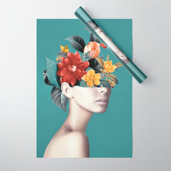 woman with flowers 16 Wrapping Paper Gallery Image 1