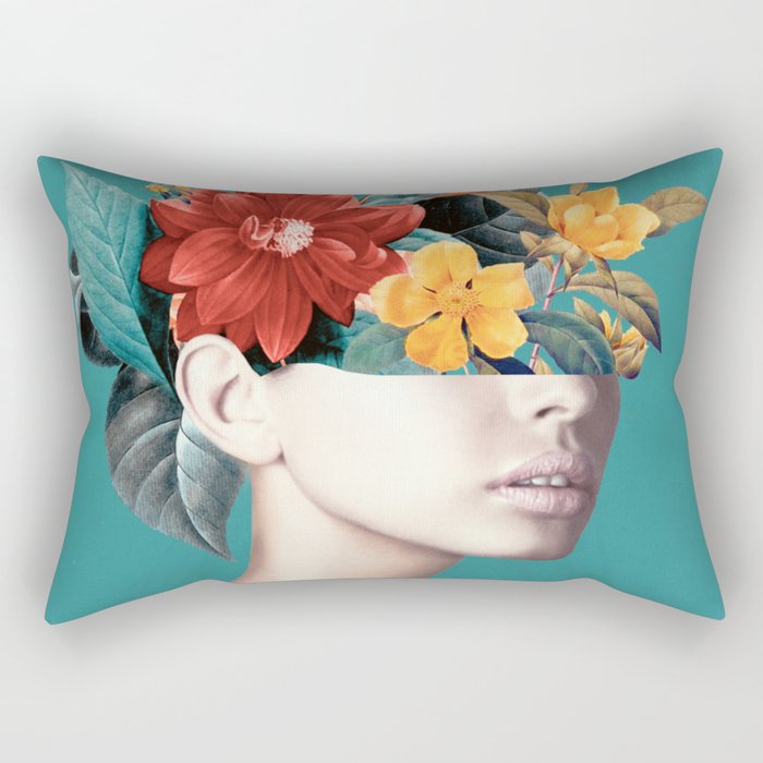 woman with flowers 16 Rectangular Pillow Gallery Image 2