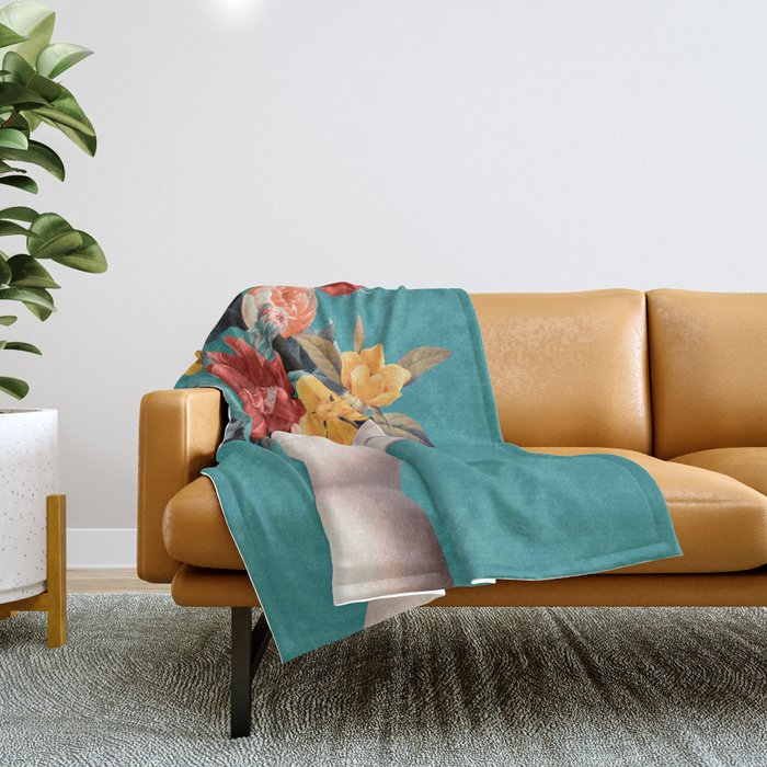 woman with flowers 16 Throw Blanket Gallery Image 1