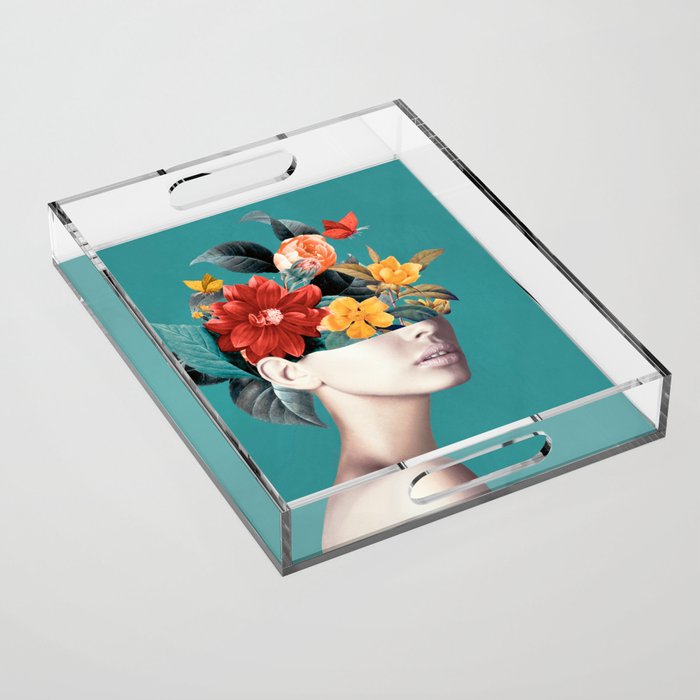 woman with flowers 16 Acrylic Tray Gallery Image 1