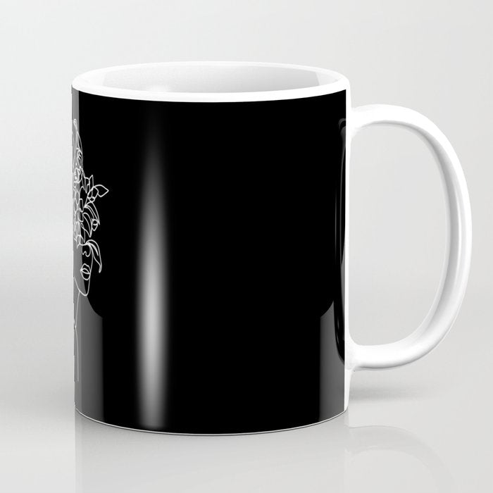 The Girl with the Flowers: Black & White Edition Coffee Mug Gallery Image 1