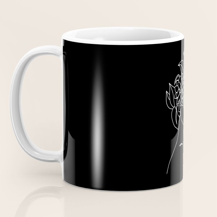 The Girl with the Flowers: Black & White Edition Coffee Mug Gallery Image 3