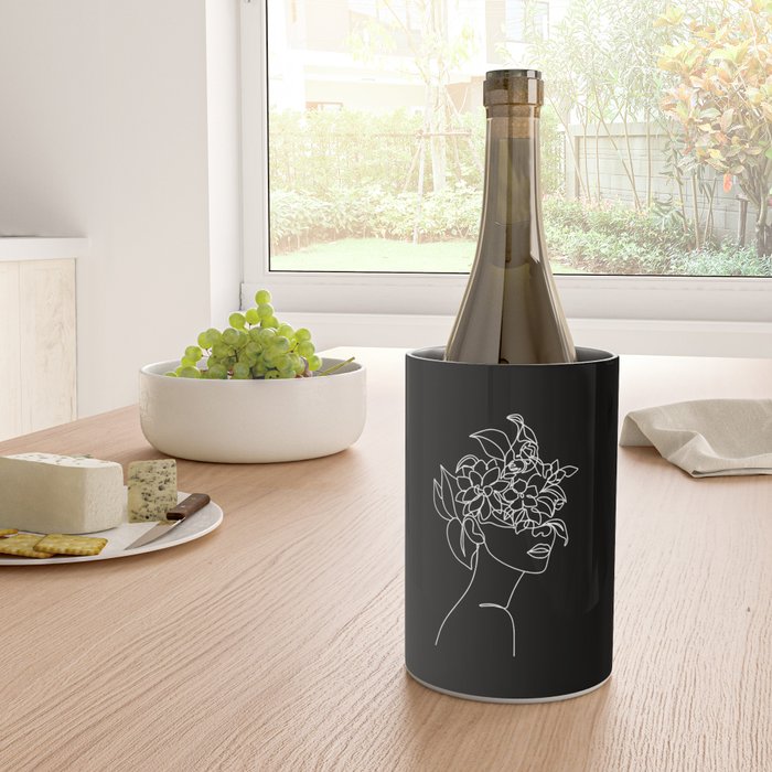 The Girl with the Flowers: Black & White Edition Wine Chiller Gallery Image 4