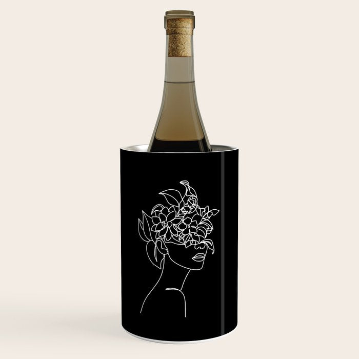 The Girl with the Flowers: Black & White Edition Wine Chiller Gallery Image 1