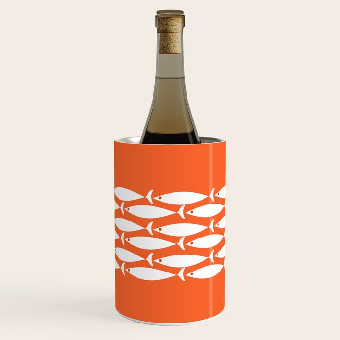 Fish Stripe 6 in Orange and White - Minimalist Pattern Wine Chiller Gallery Image 1