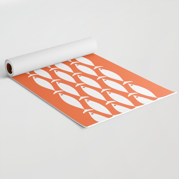 Fish Stripe 6 in Orange and White - Minimalist Pattern Yoga Mat Gallery Image 2