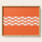 Fish Stripe 6 in Orange and White - Minimalist Pattern Serving Tray Gallery Image 1