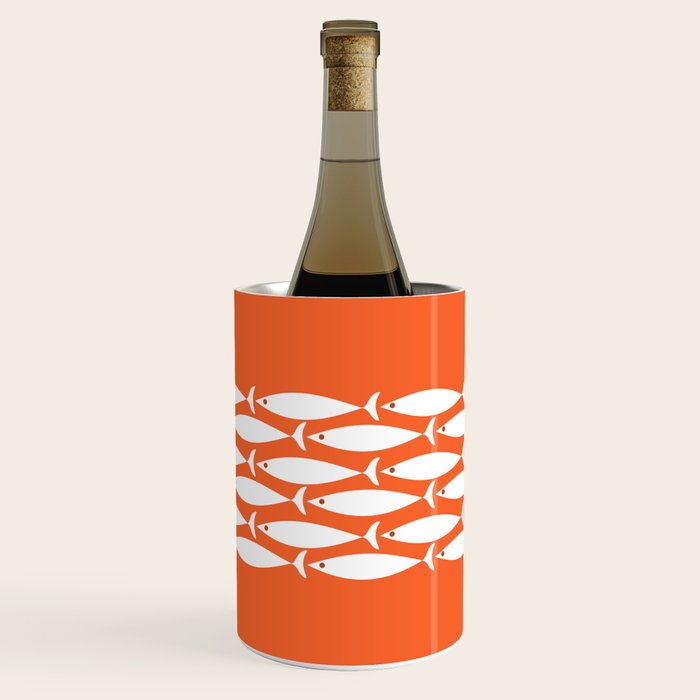 Fish Stripe 6 in Orange and White - Minimalist Pattern Wine Chiller Gallery Image 2