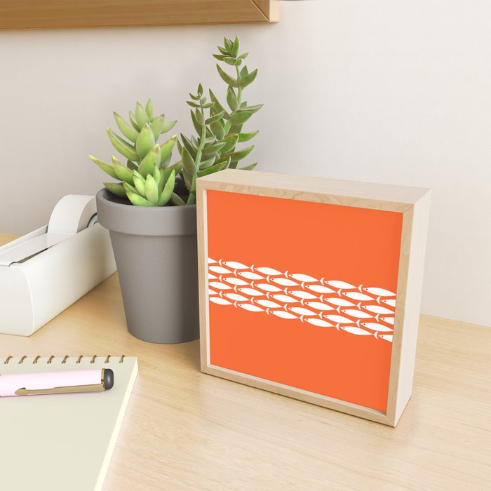 Fish Stripe 6 in Orange and White - Minimalist Pattern Mini Art Print Gallery Image 2