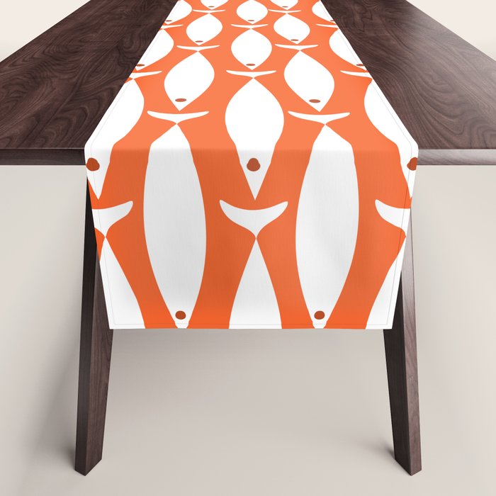 Fish Stripe 6 in Orange and White - Minimalist Pattern Table Runner Gallery Image 1