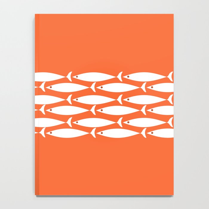 Fish Stripe 6 in Orange and White - Minimalist Pattern Notebook Gallery Image 4