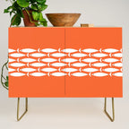 Fish Stripe 6 in Orange and White - Minimalist Pattern Credenza Gallery Image 1