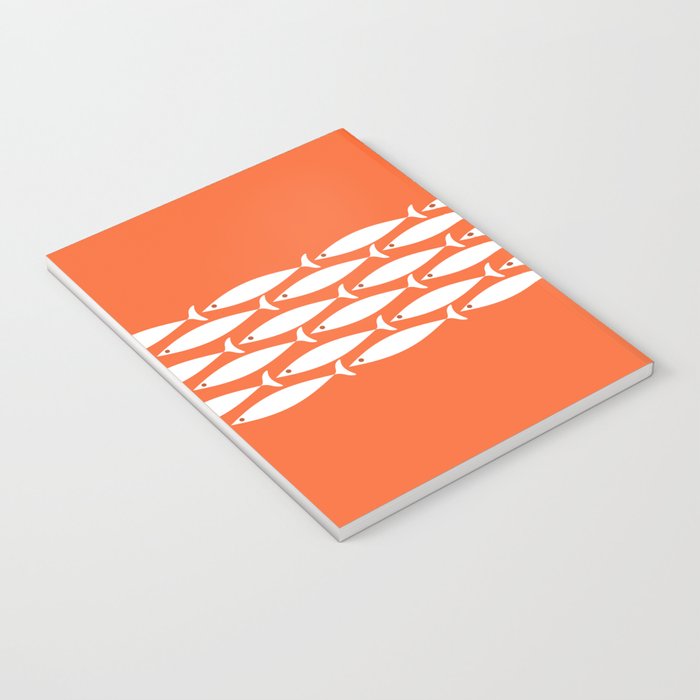Fish Stripe 6 in Orange and White - Minimalist Pattern Notebook Gallery Image 3