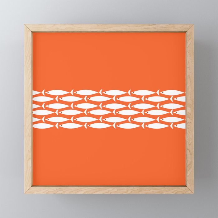 Fish Stripe 6 in Orange and White - Minimalist Pattern Mini Art Print Gallery Image 1