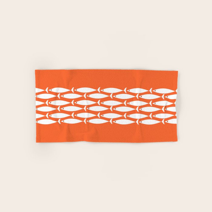 Fish Stripe 6 in Orange and White - Minimalist Pattern Bath Towel Gallery Image 1