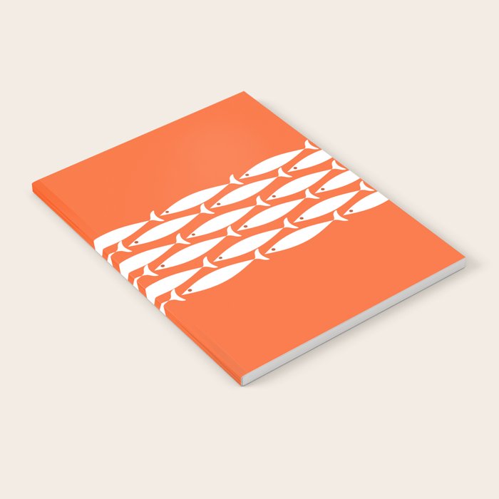 Fish Stripe 6 in Orange and White - Minimalist Pattern Notebook Gallery Image 1