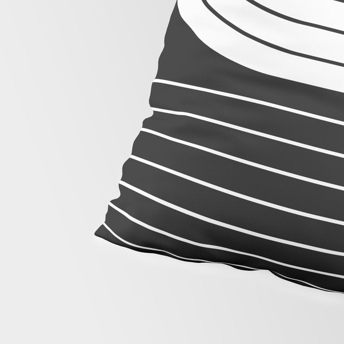 Two Tone Line Curvature VIII Black and White Modern Arch Abstract Pillow Sham Gallery Image 4