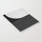 Two Tone Line Curvature VIII Black and White Modern Arch Abstract Notebook Gallery Image 3