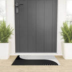 Two Tone Line Curvature VIII Black and White Modern Arch Abstract Welcome Mat Gallery Image 3