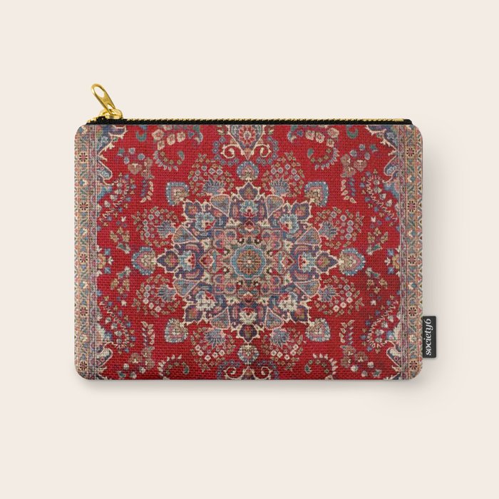 Antique Persian Rug Dark Wine Red Mashad  Carry All Pouch Gallery Image 1