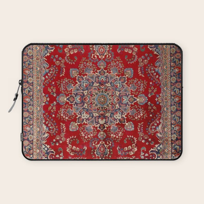 Antique Persian Rug Dark Wine Red Mashad  Laptop Sleeve Gallery Image 1