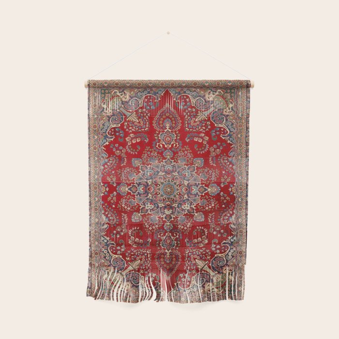Antique Persian Rug Dark Wine Red Mashad  Wall Hanging Gallery Image 1
