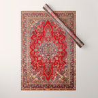 Antique Persian Rug Dark Wine Red Mashad  Wrapping Paper Gallery Image 1