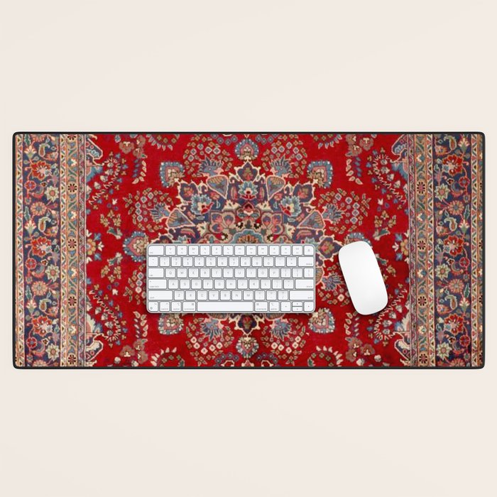 Antique Persian Rug Dark Wine Red Mashad  Desk Mat Gallery Image 1