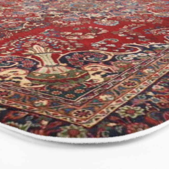 Antique Persian Rug Dark Wine Red Mashad  Bath Mat Gallery Image 3
