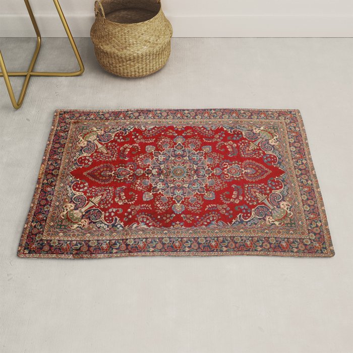 Antique Persian Rug Dark Wine Red Mashad  Rug Gallery Image 1