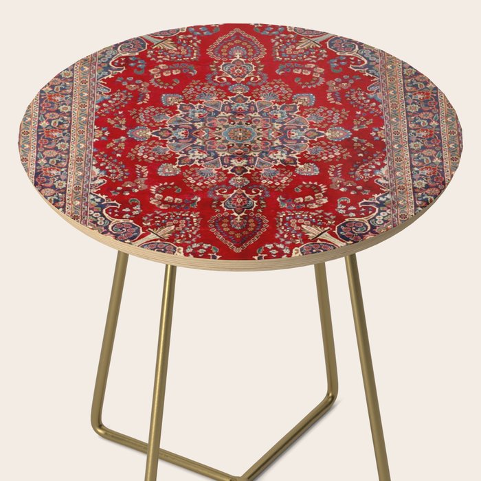 Antique Persian Rug Dark Wine Red Mashad  Side Table Gallery Image 2