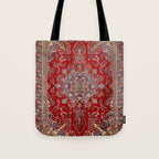 Antique Persian Rug Dark Wine Red Mashad  Tote Bag Gallery Image 1