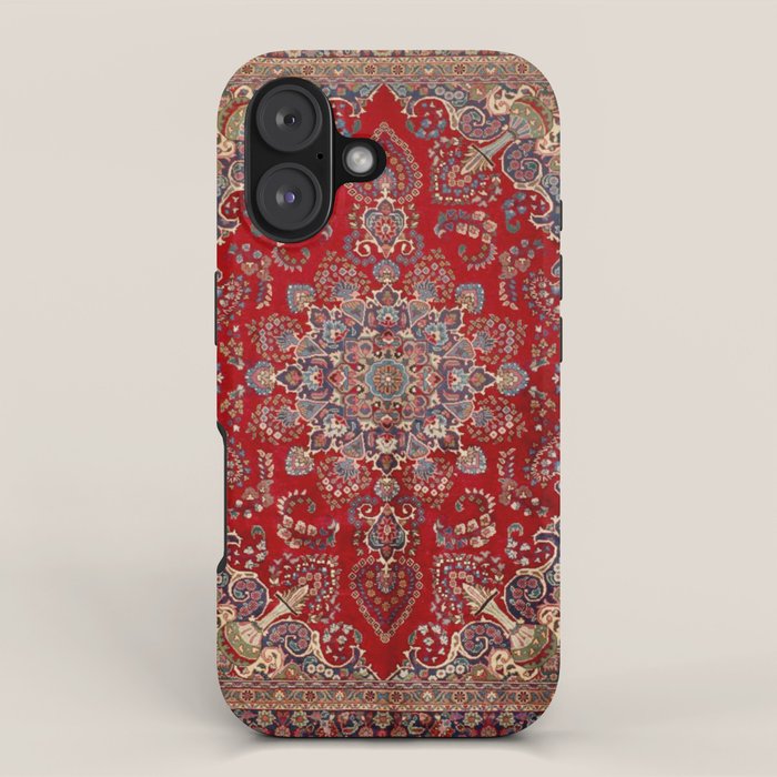 Antique Persian Rug Dark Wine Red Mashad  iPhone Case Gallery Image 1