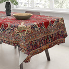 Antique Persian Rug Dark Wine Red Mashad  Tablecloth Gallery Image 3