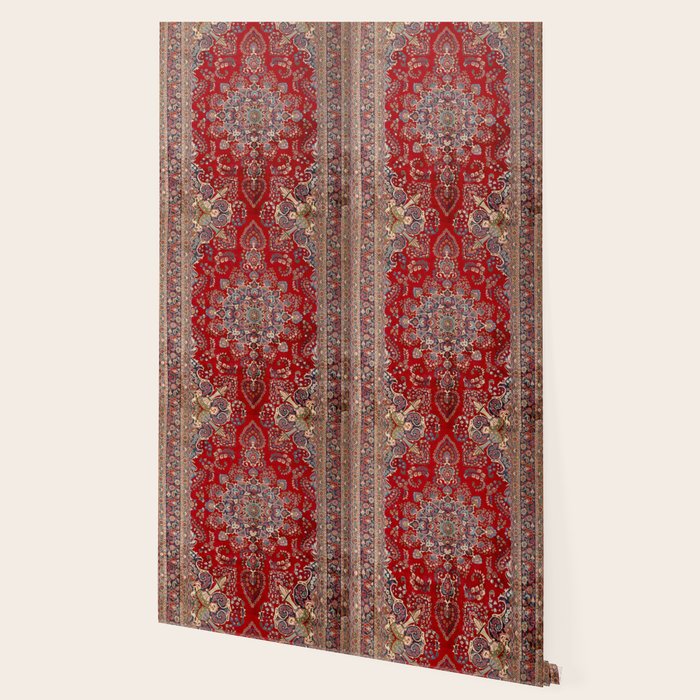 Antique Persian Rug Dark Wine Red Mashad  Wallpaper Gallery Image 2