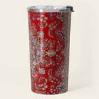 Antique Persian Rug Dark Wine Red Mashad  Travel Mug Gallery Image 2