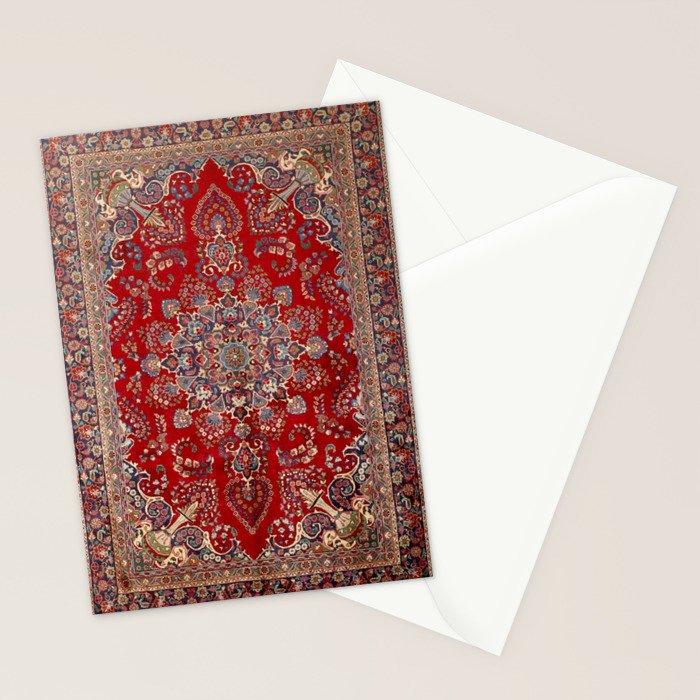 Antique Persian Rug Dark Wine Red Mashad  Stationery Card Gallery Image 2