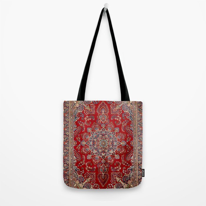 Antique Persian Rug Dark Wine Red Mashad  Tote Bag Gallery Image 2