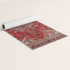 Antique Persian Rug Dark Wine Red Mashad  Yoga Mat Gallery Image 2