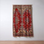 Antique Persian Rug Dark Wine Red Mashad  Window Curtain Gallery Image 3
