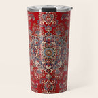 Antique Persian Rug Dark Wine Red Mashad  Travel Mug Gallery Image 1