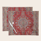 Antique Persian Rug Dark Wine Red Mashad  Placemat Gallery Image 1