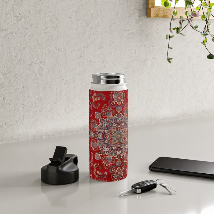 Antique Persian Rug Dark Wine Red Mashad  Water Bottle Gallery Image 4