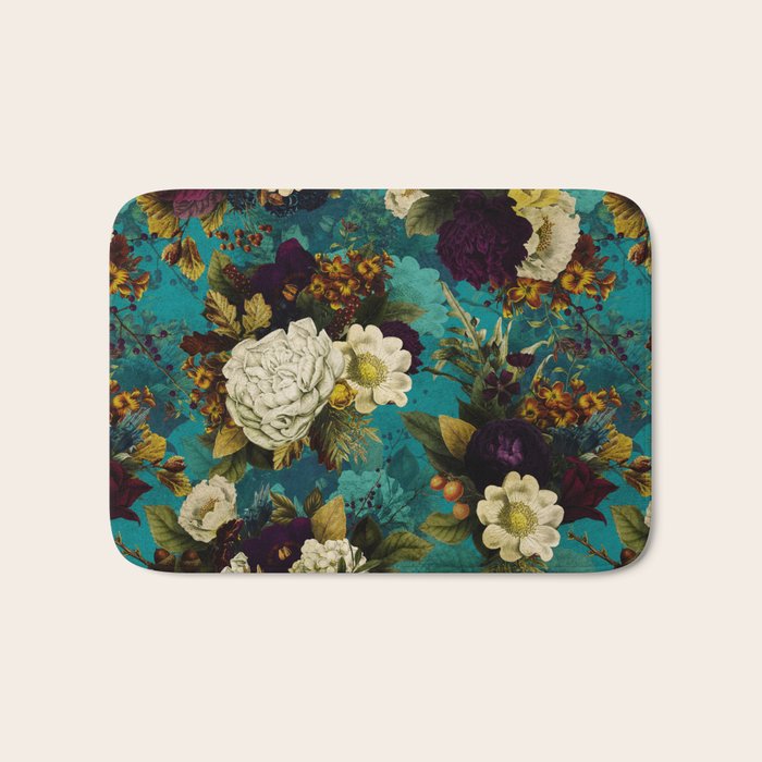 Before Midnight Blue Hour Vintage Fall Flowers Garden Bath Mat Gallery Image 1