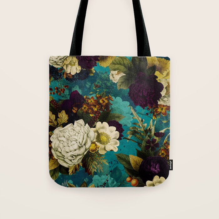 Before Midnight Blue Hour Vintage Fall Flowers Garden Tote Bag Gallery Image 1