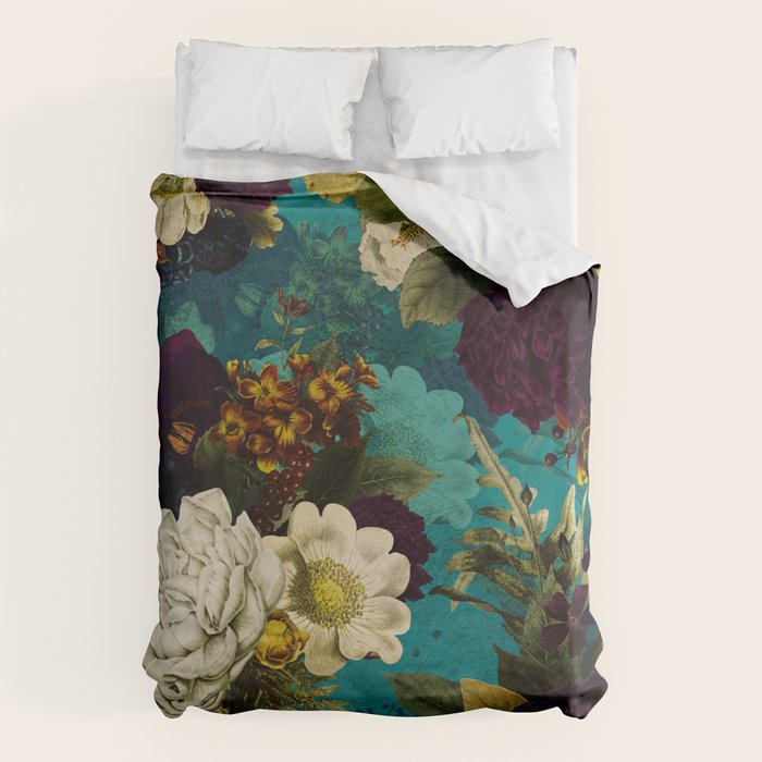 Before Midnight Blue Hour Vintage Fall Flowers Garden Duvet Cover Gallery Image 1
