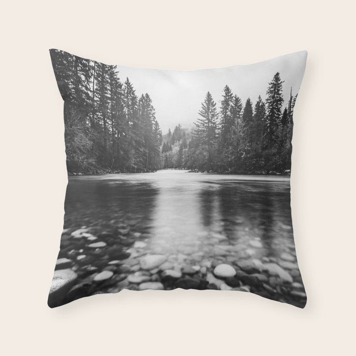 Pacific Northwest River III - Nature Photography Throw Pillow Gallery Image 1