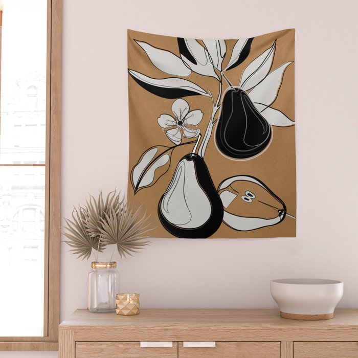 Line Art Pears 7 Wall Tapestry Gallery Image 2