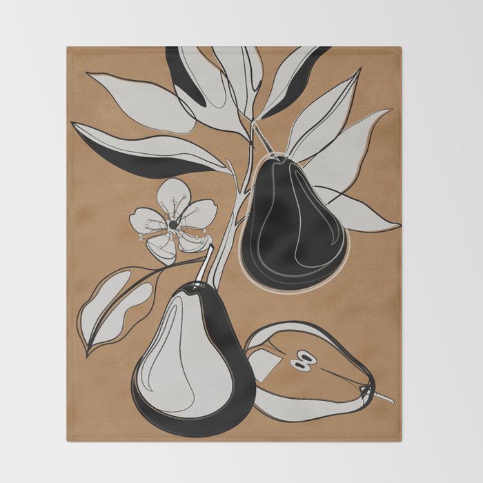 Line Art Pears 7 Throw Blanket Gallery Image 2